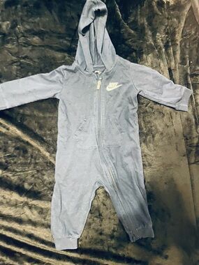 Nike Navy Hooded Baby One-Piece Footie
